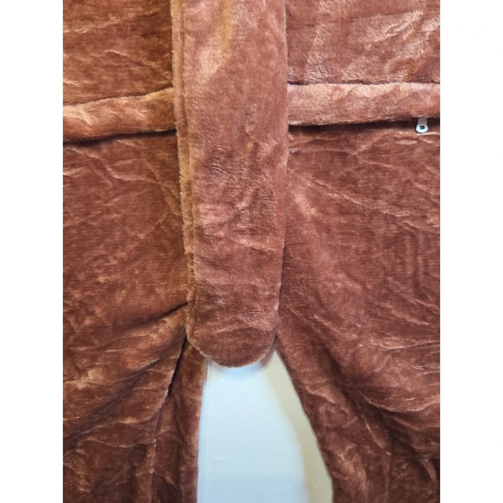 Dog‎ Costume Adult Small Brown Plush Fleece Hooded Full Zip Cosplay Halloween
